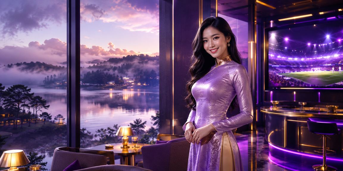 Cô gái mặc áo dài tại Đà Lạt theo dõi kết quả cá cược bóng đá trên điện thoại