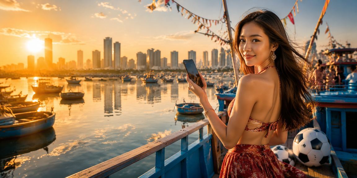 Người hâm mộ bóng đá xem kết quả cá cược tại bãi biển Mũi Né